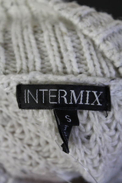 Intermix Womens Side Slit V Neck Speckled Sweater White Black Size Small