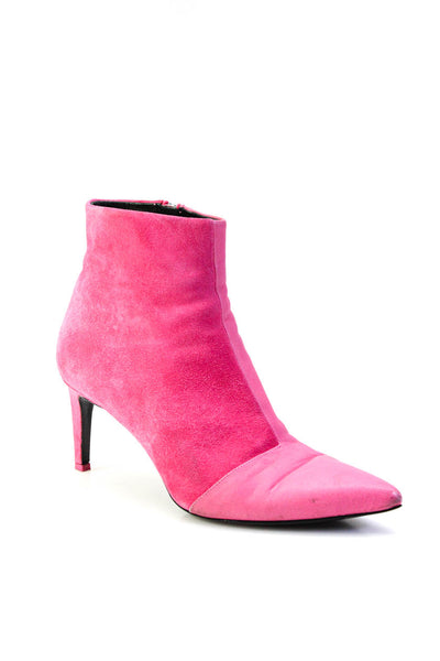 Rag & Bone Womens Suede Pointed Toe Stiletto Heeled Ankle Boots Pink Size 9.5