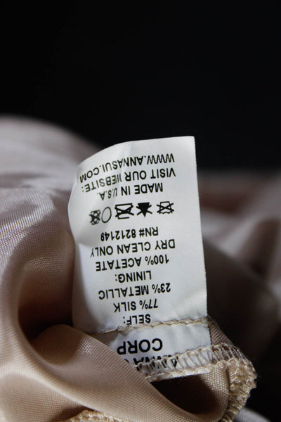 Anna Sui Womens Chiffon Abstract Printed Asymmetrical Hem Shift Beige Size 10