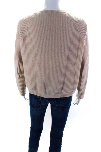 Allude Women's Crewneck Long Sleeves Pullover Sweater Beige Size XS