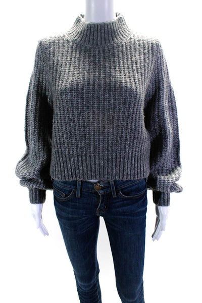 The Kooples Women's Turtleneck Long Sleeves Pullover Cropped Sweater Gray Size 1