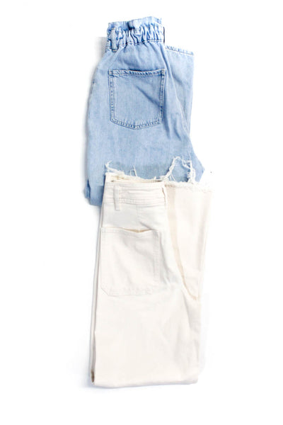 Zara Womens Paperbag Waist High-Rise Straight Leg Jeans Blue Size 6 2 Lot 2