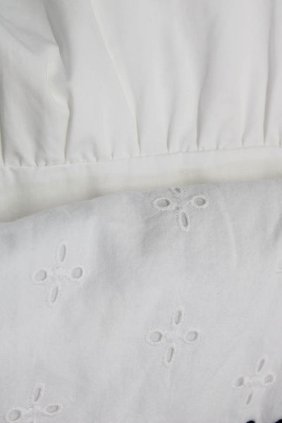 Zara Trafaluc Womens Cotton Tiered Long Sleeve Blouse Top White Size M Lot 2