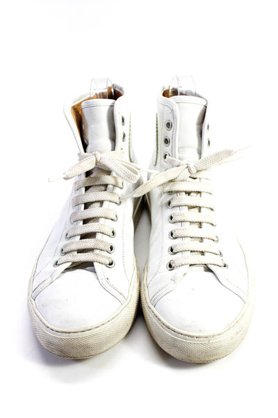Woman by Common Projects Womens Leather Zipped Lace-Up Sneakers White Size EUR38