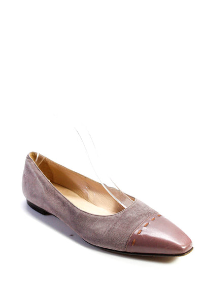 Manolo Blahnik Womens Leather Cap Toe Ballet Flats Purple Suede Size 38.5 8.5