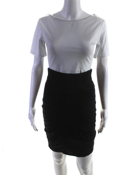 Madison Marcus Womens 100% Silk Fringed Studded Short Slim Skirt Brown Size M