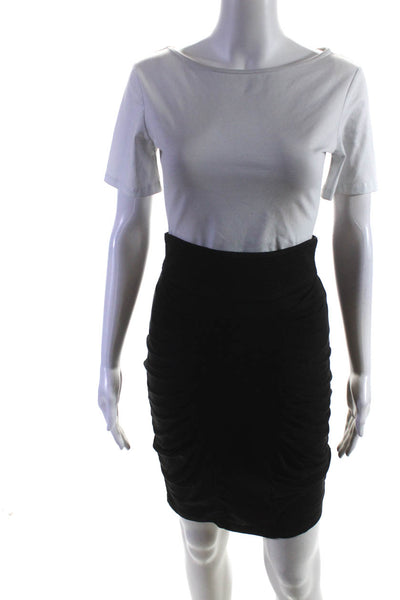 Catherine Malandrino Womens Silk Pleated Knee Length Pencil Skirt Black Size 2