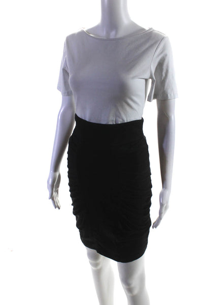 Catherine Malandrino Womens Silk Pleated Knee Length Pencil Skirt Black Size 2