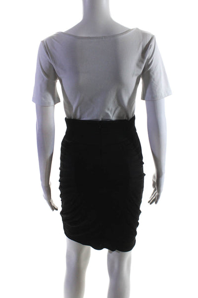 Catherine Malandrino Womens Silk Pleated Knee Length Pencil Skirt Black Size 2