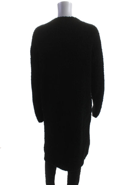 Bella Dahl Womens Fuzzy Knit V-Neck Button Up Long Cardigan Sweater Black Size S