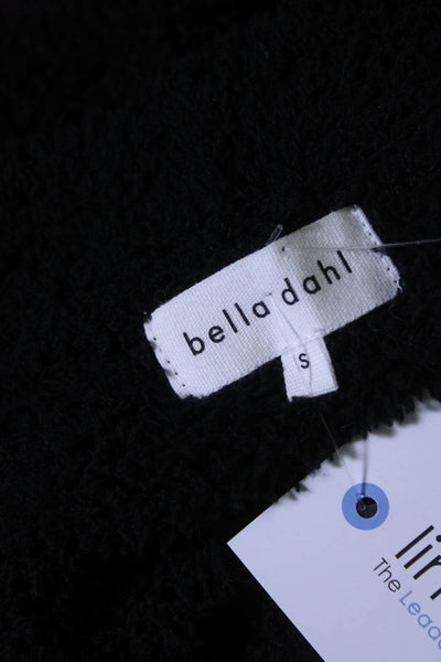 Bella Dahl Womens Fuzzy Knit V-Neck Button Up Long Cardigan Sweater Black Size S