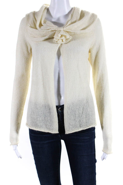 Bryan Bradley Womens Mohair Long Sleeves Cardigan Sweater White Size Small