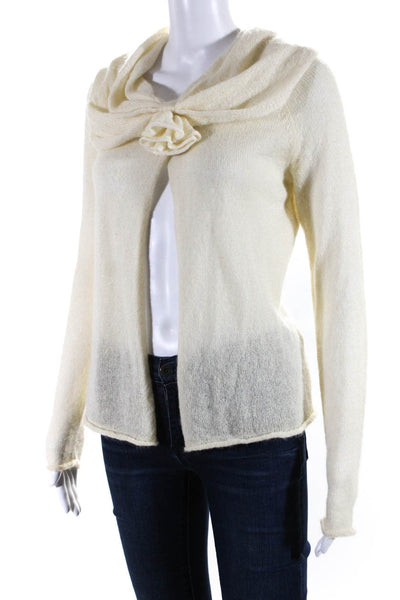 Bryan Bradley Womens Mohair Long Sleeves Cardigan Sweater White Size Small