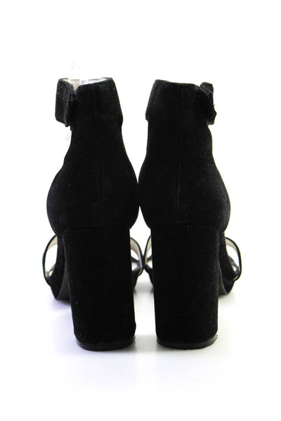 Madison Womens Velvet Ankle Strap Sandal Heels Black Size 8.5