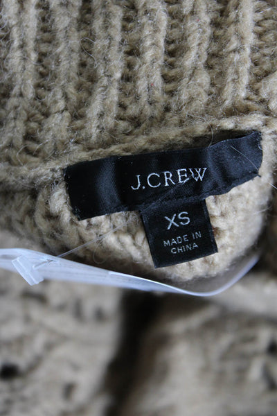 J Crew Womens Chunky Pointelle Cable Knit Mock Neck Sweater Brown Size XS