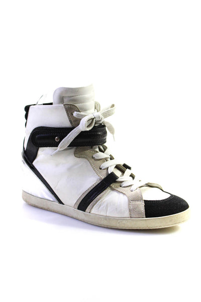 Barbara Bui Womens Leather Lace Up Buckled High Top Sneakers White Black Size 9