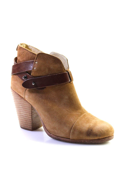 Rag & Bone Womens Suede Block Heeled Strap Accent Ankle Booties Brown Size 8