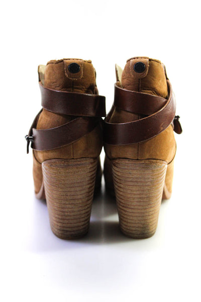 Rag & Bone Womens Suede Block Heeled Strap Accent Ankle Booties Brown Size 8
