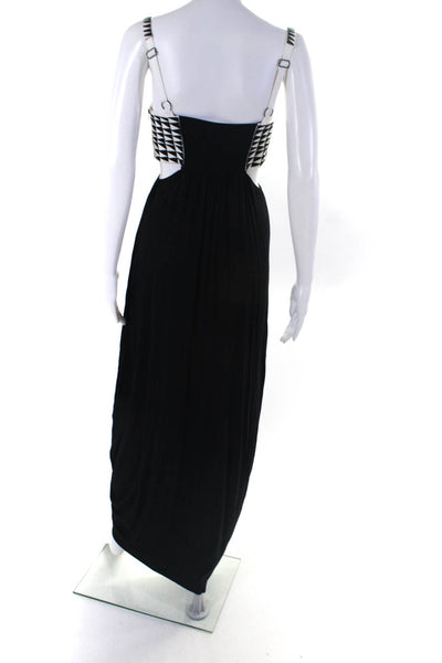 Ministry Of Style Womens Abstract Side Cutout Sleeveless Maxi Dress Black SizeXS