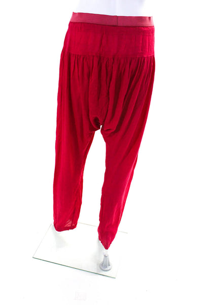 OndadeMar Womens High Waist Stretch Straight Leg Pants Red Size S