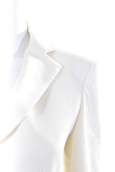 Armani Collezioni Womens Four Button Pleated Blazer Jacket White Size 4