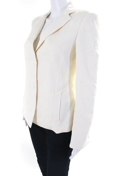 Armani Collezioni Womens Four Button Pleated Blazer Jacket White Size 4