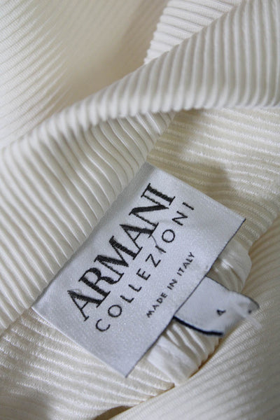 Armani Collezioni Womens Four Button Pleated Blazer Jacket White Size 4