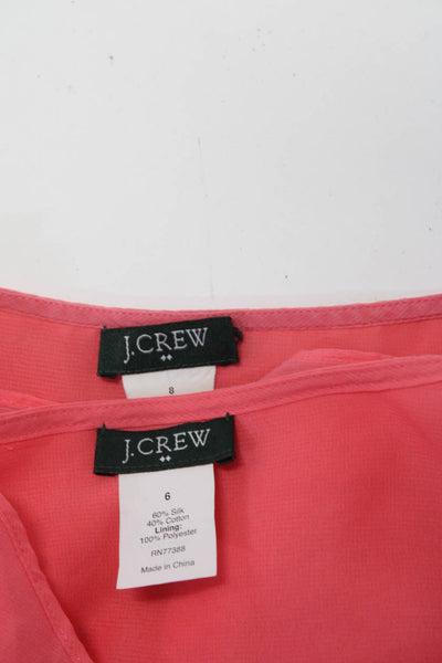 J Crew Womens Silk Ruffled V-Neck Sleeveless Blouses Tops Pink Size 6 8 Lot 2