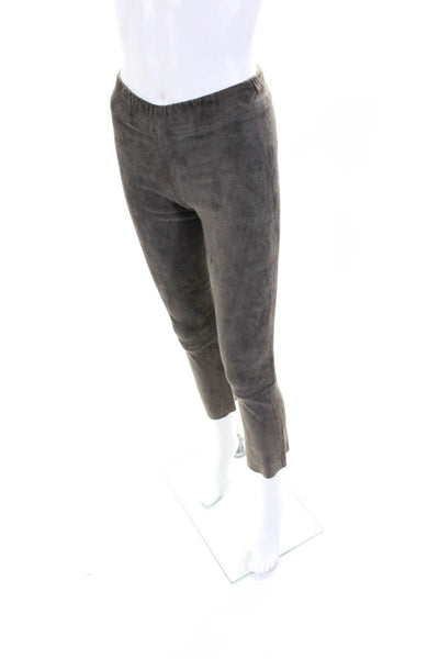 Shari's Place Womens Leather Elastic Waist Mid-Rise Bootcut Pants Gray Size 0