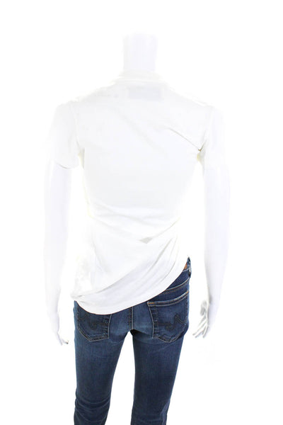 Marques Almeida Womens Cotton Crew Neck Asymmetrical T-Shirt Top White Size XS