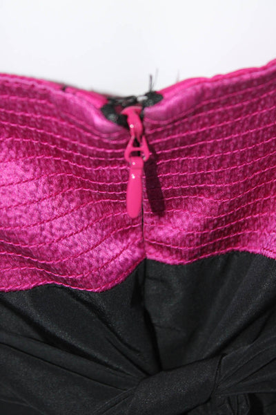 BCBGMAXAZRIA Womens Back Zip Square Neck Tiered Dress Black Pink Size 10