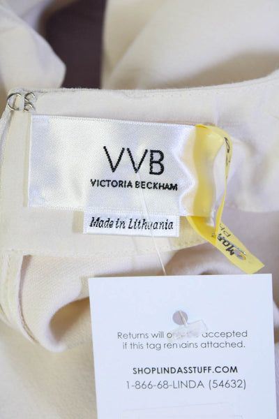 Victoria Beckham Womens Short Sleeve Side Split Tunic Top Blouse Beige Size 4