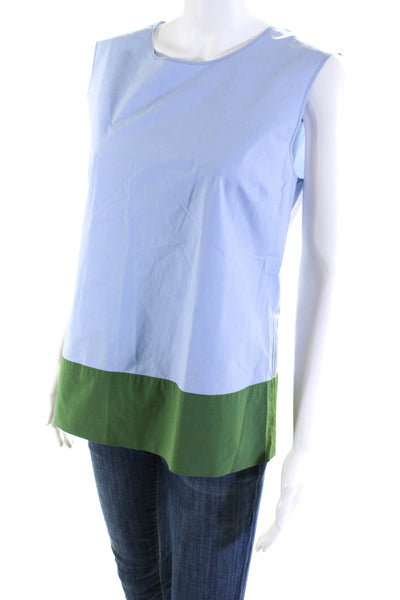 Odeeh Womens Color Block Sleeveless Shell Top Blouse Blue Green Size EU 38