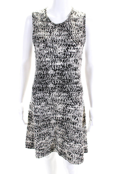 Theory Women's Abstract Print Sleeveless Knit A-line Dress White/Black Size M
