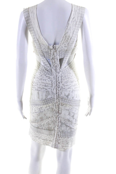 Herve Leger Women's Square Neck Sleeveless Bodycon Mini Dress Ivory Size S