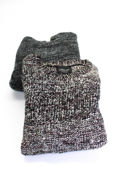 Zara Women's Turtleneck Long Sleeves Pullover Sweater Black Gray Size S Lot 2