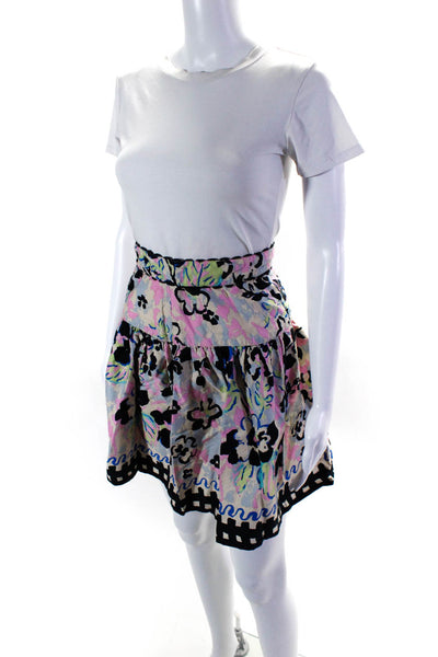 Anna Sui Women's Cotton Abstract Print A-line Skirt Multicolor Size 8