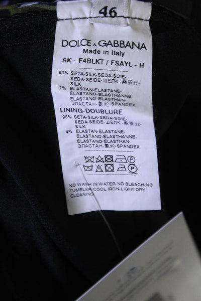 Dolce & Gabbana Womens Back Zip Floral Silk Pencil Skirt Black Multi Size IT 46