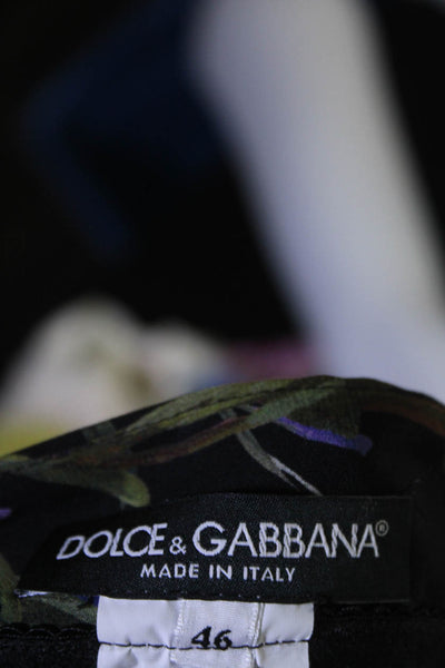 Dolce & Gabbana Womens Back Zip Floral Silk Pencil Skirt Black Multi Size IT 46