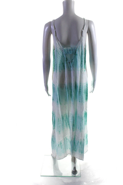 Molecule Womens Green Tie Dye Print Scoop Neck Sleeveless A-Line Dress Size OS