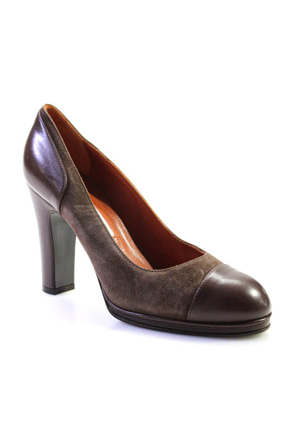 L'Autre Chose Womens Leather Cap Toe Suede High Heel Pumps Brown 8.5US 38.5EU