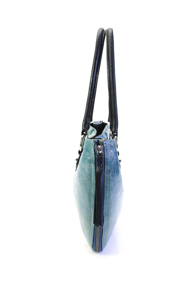 Cleo & Patek Women's Snap Closure Top Handle Tote Handbag Blue Size M