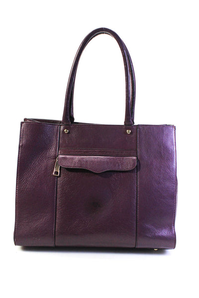 Rebecca Minkoff Women's Top Handle Zip Pockets Tote Handbag Burgundy Size M