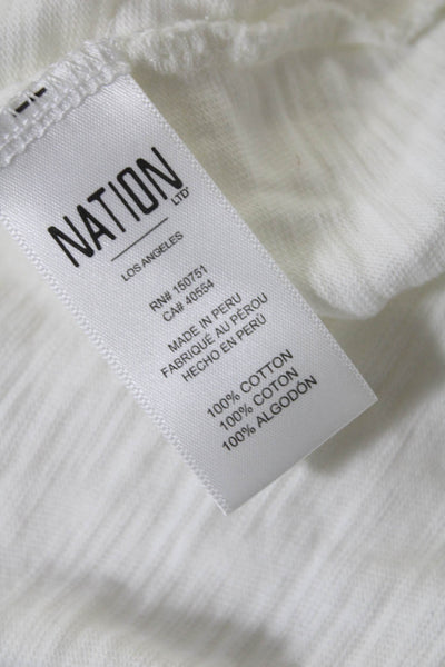 Nation LTD Women's Cotton V-Neck Long Sleeve T-shirt White Size XS
