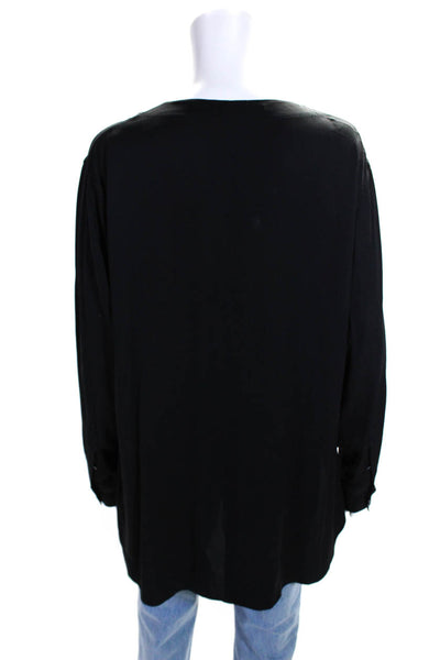 Helmut Lang Womens Side Split V Neck Long Sleeved Tunic Blouse Black Size L