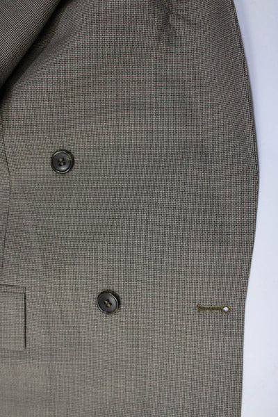 Gianfranco Ruffini Mens Wool Tweed Double Breasted Blazer Jacket Beige Size 42 L