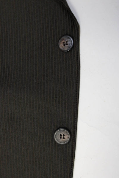 Trego's Westwear Mens Wool Striped Print Pleated Trousers Suit Black Size 42 L