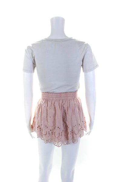 Young, Fabulous & Broke Womens Drawstring Waist Embroidered Skirt Pink Size M