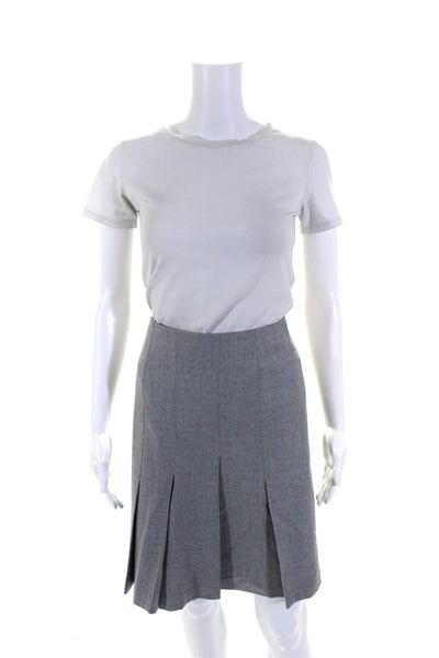 Piazza Sempione Womens Pleated Fit & Flare Skirt Gray Wool Size IT 46