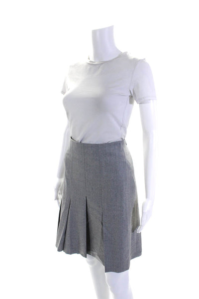 Piazza Sempione Womens Pleated Fit & Flare Skirt Gray Wool Size IT 46